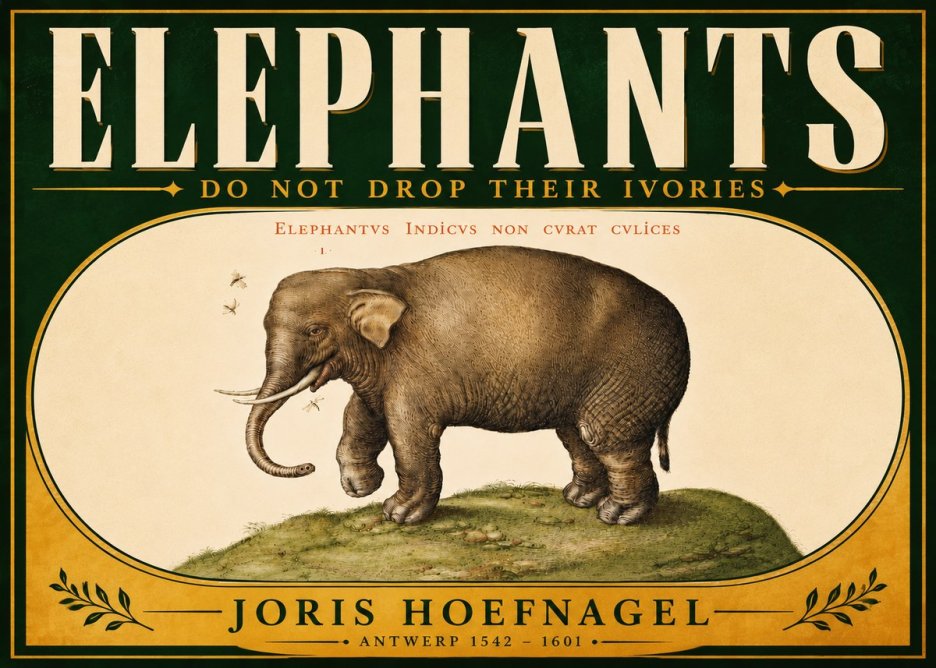 Joris Hoefnagel Elephant Does Not Drop Its Ivories No6 - Póster