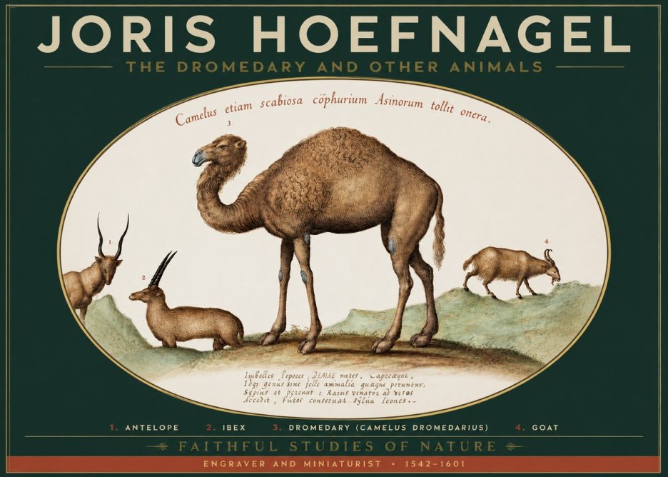 Joris Hoefnagel The Dromedary and Other Animals from Studies of Nature No2 - Póster