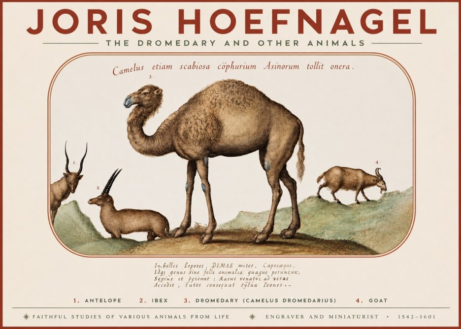 Joris Hoefnagel The Dromedary and Other Animals from Studies of Nature No3 - Póster