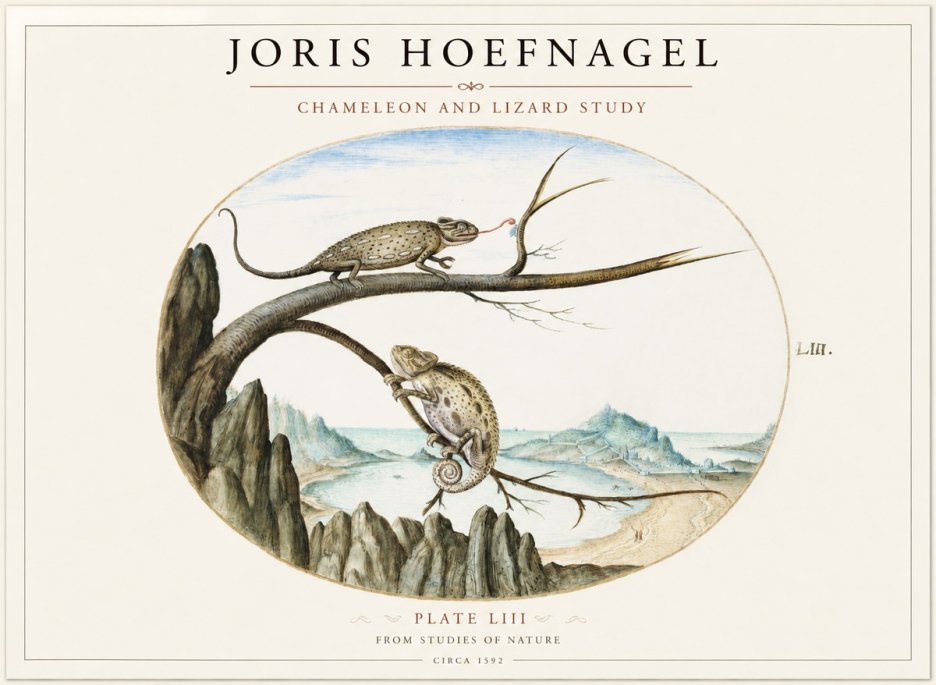 Joris Hoefnagel Chameleon and Lizard No2 - Póster