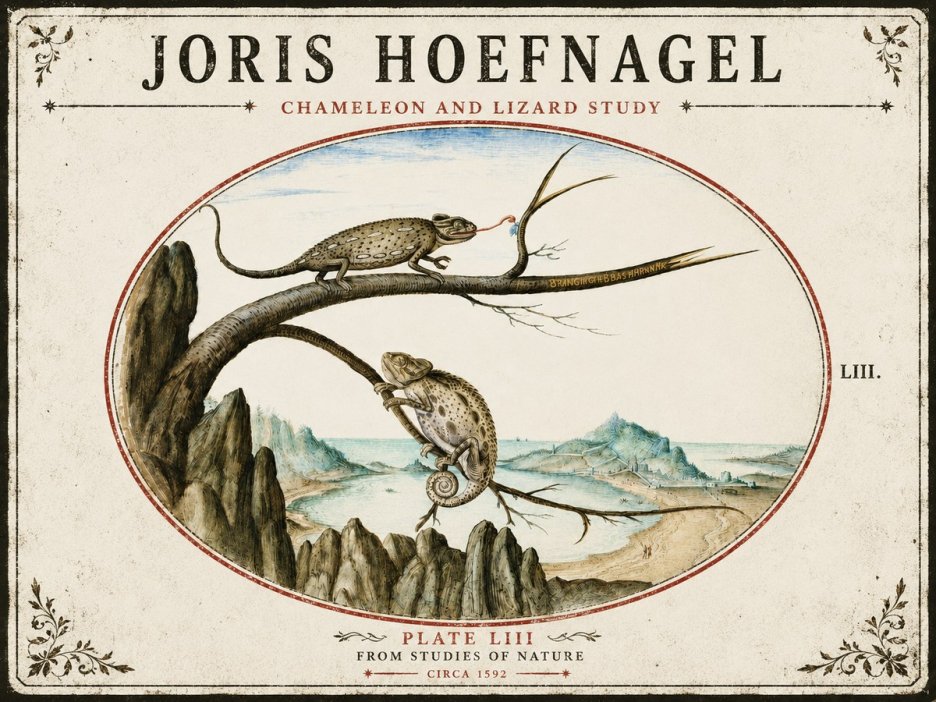 Joris Hoefnagel Chameleon and Lizard No5 - Póster