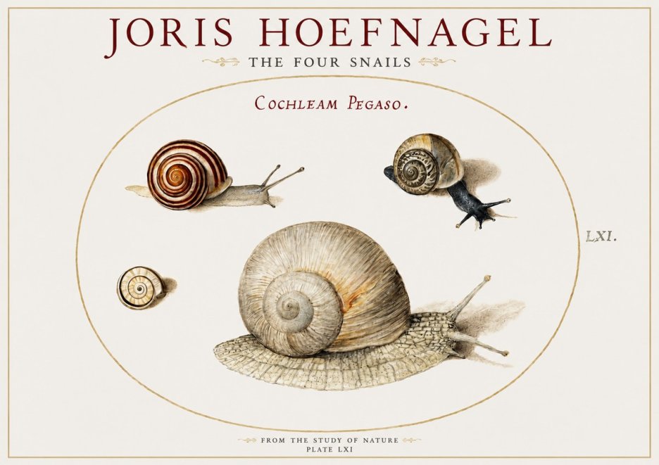 Joris Hoefnagel The Four Snails No1 - Póster
