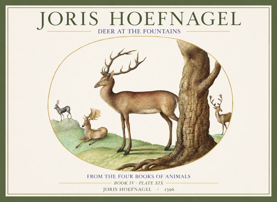 Joris Hoefnagel Deer at the Fountains No1 - Póster
