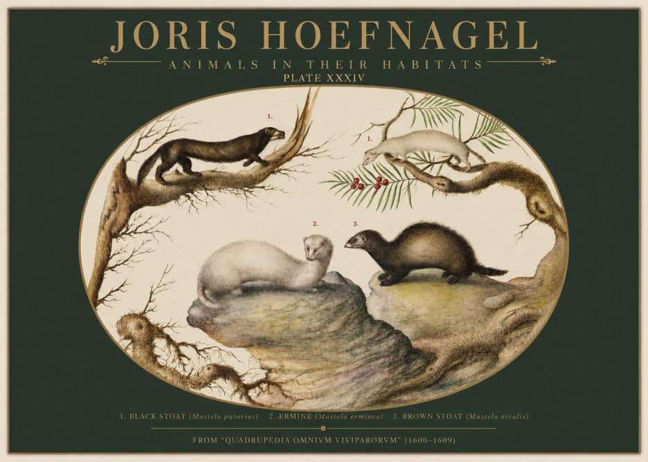 Joris Hoefnagel Animals in Their Habitats Plate Xxxiv No2 - Póster