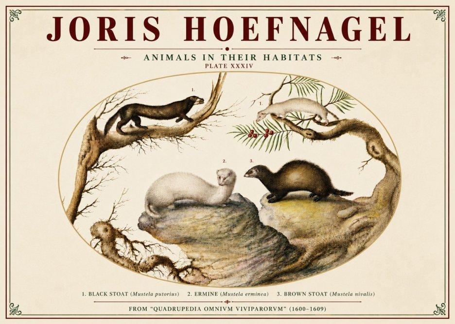 Joris Hoefnagel Animals in Their Habitats Plate Xxxiv No4 - Póster