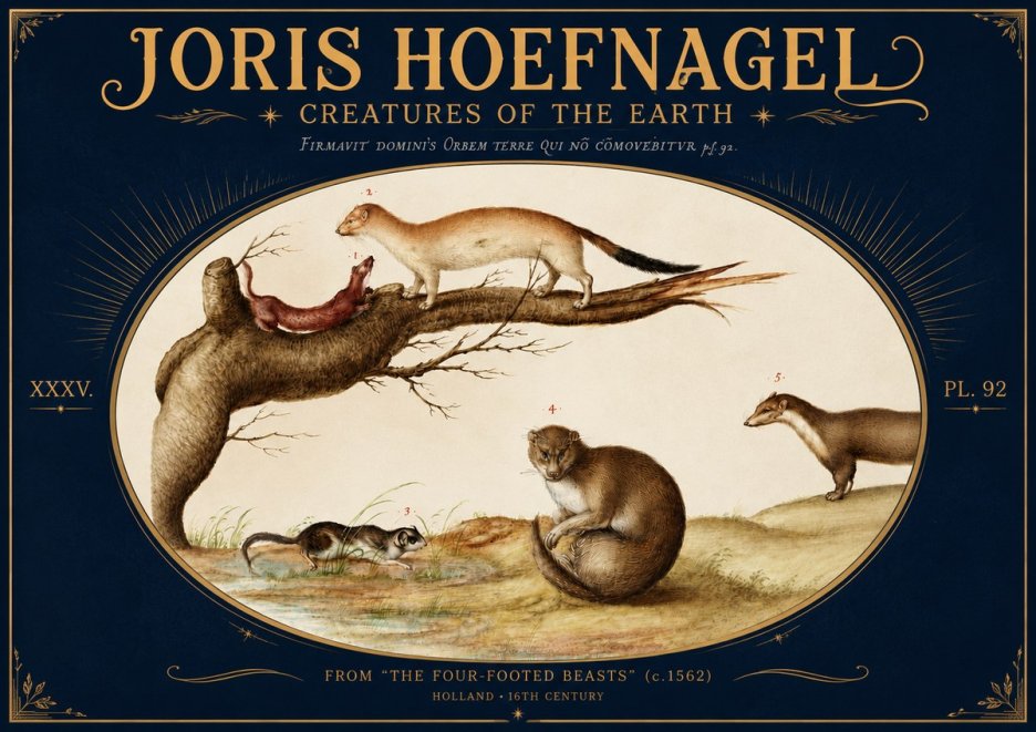 Joris Hoefnagel Creatures of the Earth I No5 - Póster