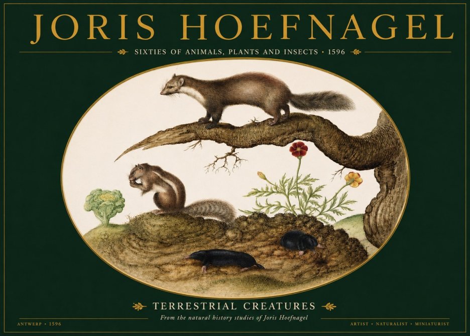 Joris Hoefnagel Terrestrial Creatures No2 - Póster
