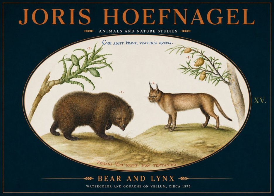 Joris Hoefnagel Bear and Lynx No4 - Póster