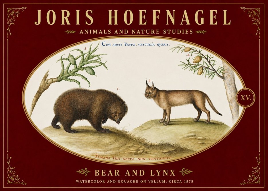 Joris Hoefnagel Bear and Lynx No5 - Póster
