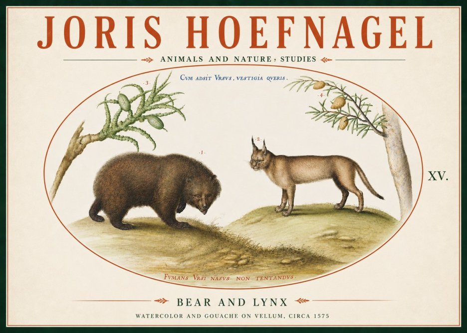 Joris Hoefnagel Bear and Lynx No6 - Póster