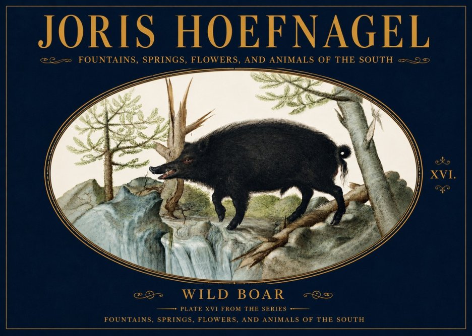 Joris Hoefnagel Fountains, Springs, Flowers, and Animals of the South - Plate Xvi No5 - Póster