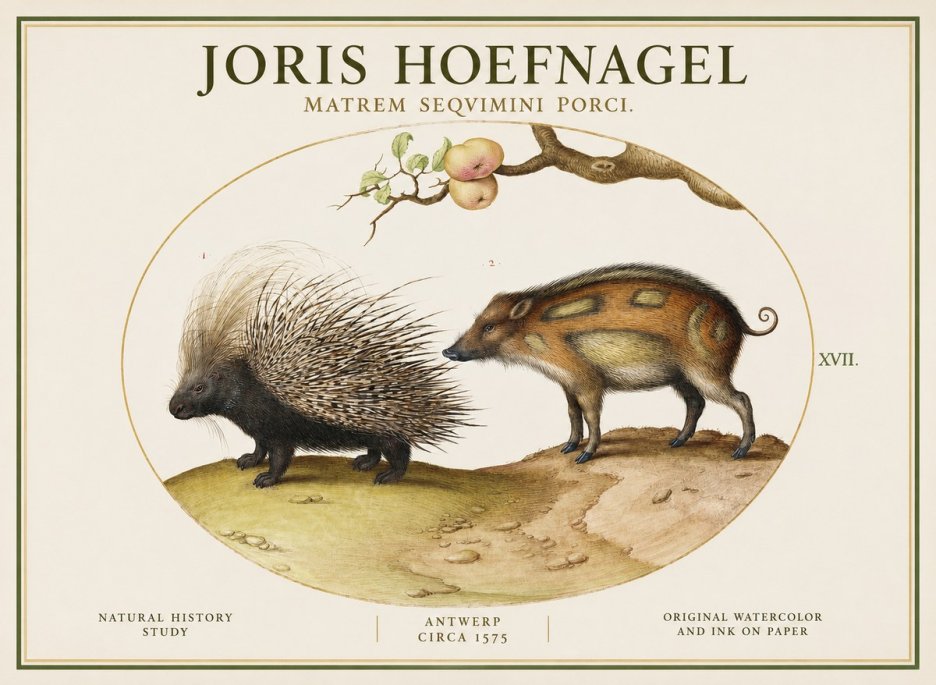 Joris Hoefnagel Matrem Seqvimini Porci. No1 - Póster
