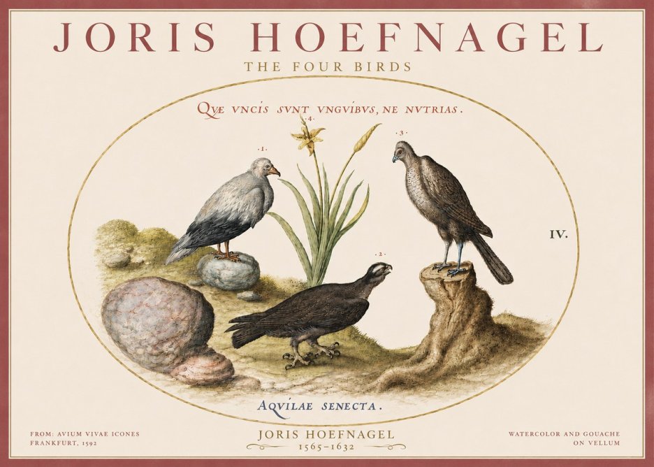 Joris Hoefnagel The Four Birds No3 - Póster