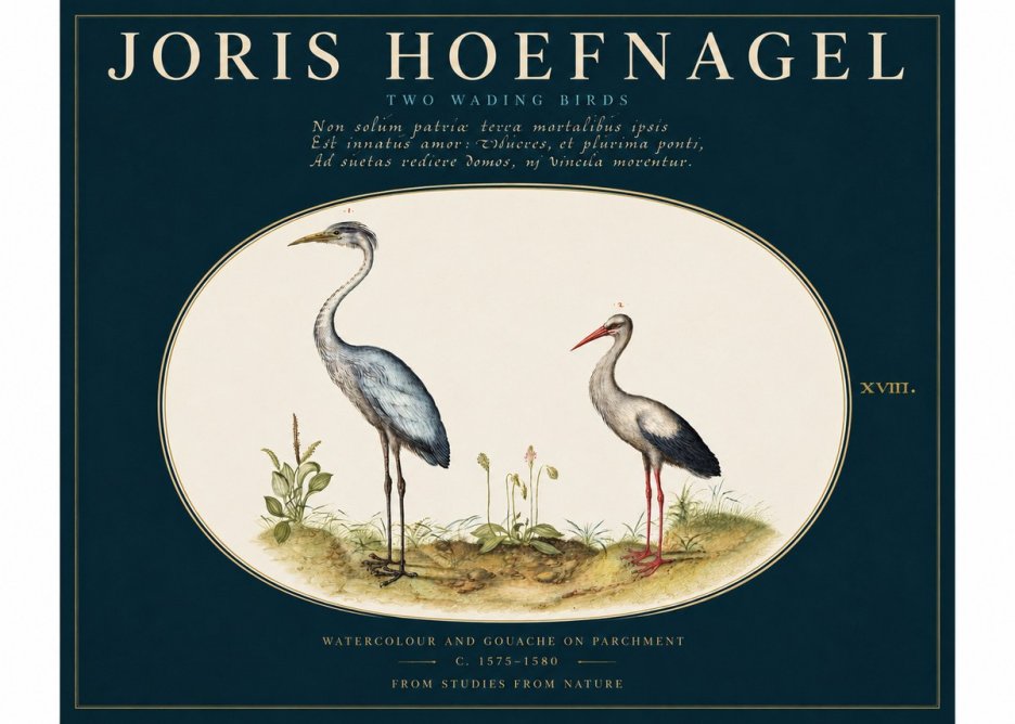 Joris Hoefnagel Study of Two Cranes No4 - Póster