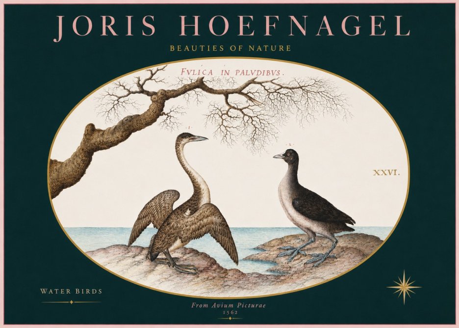 Joris Hoefnagel Cormorant and Coot No3 - Póster