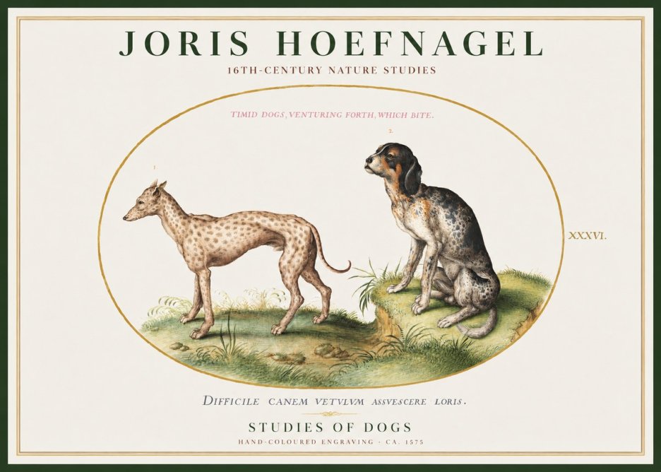 Joris Hoefnagel Studies of Dogs No1 - Póster