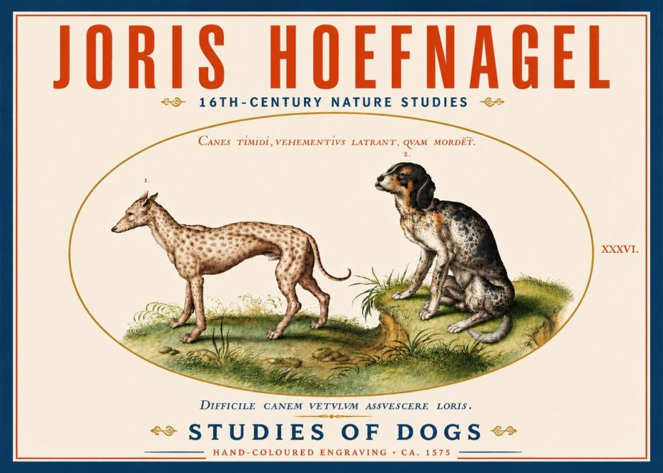 Joris Hoefnagel Studies of Dogs No5 - Póster
