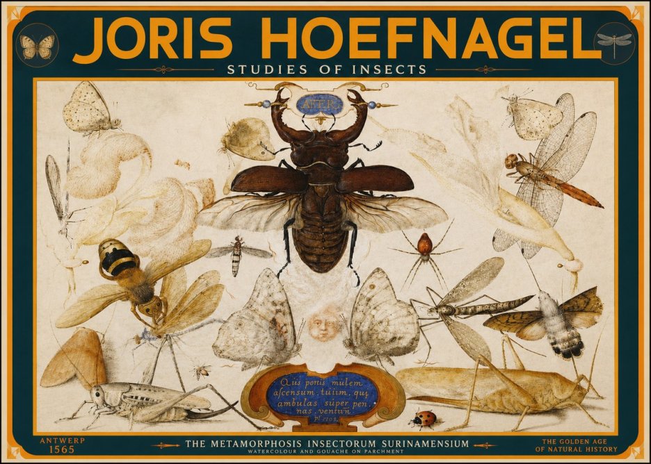 Joris Hoefnagel Studies of Insects I No2 - Póster