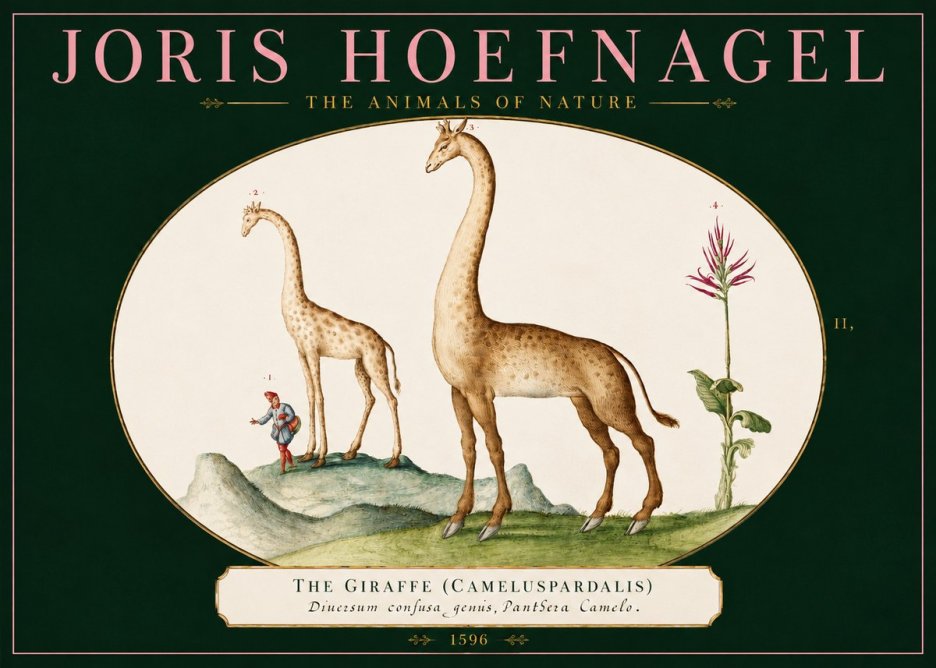 Joris Hoefnagel The Giraffe (Cameluspardalis) No2 - Póster