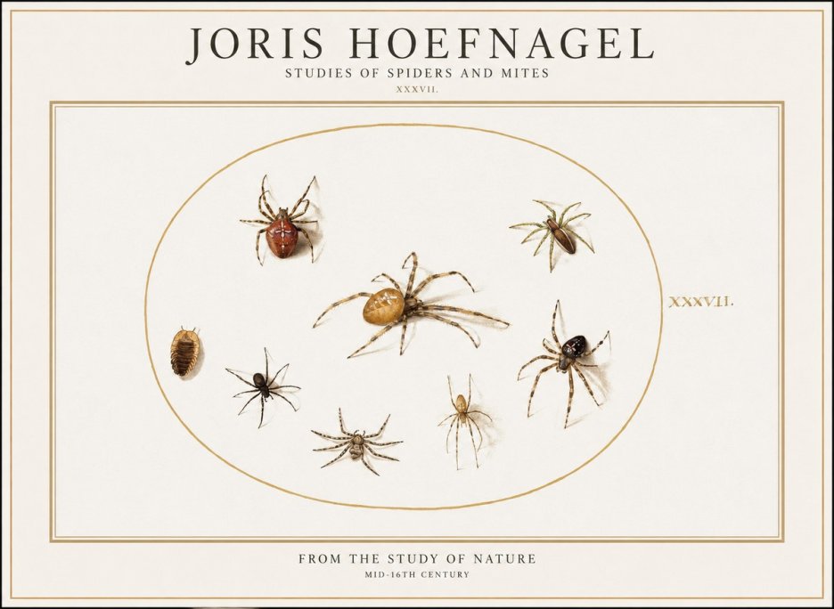 Joris Hoefnagel Study of Spiders and Mites - Plate Xxxvii. No2 - Póster