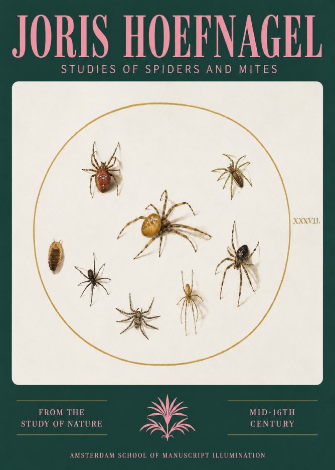 Joris Hoefnagel Study of Spiders and Mites - Plate Xxxvii. No3 - Póster