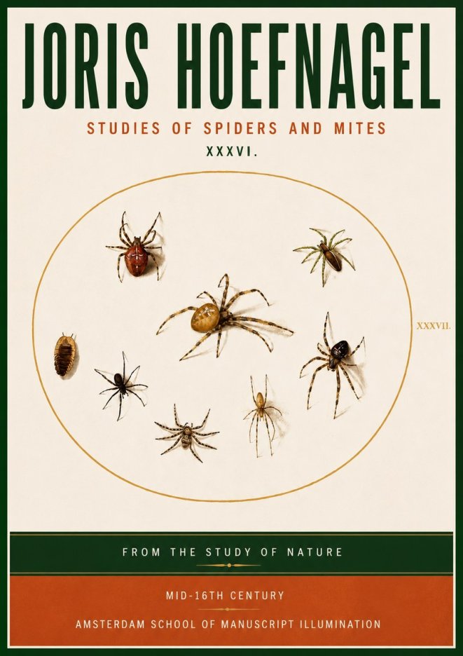 Joris Hoefnagel Study of Spiders and Mites - Plate Xxxvii. No5 - Póster