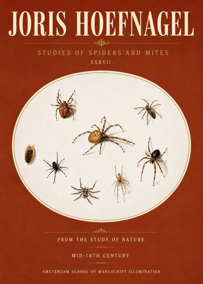 Joris Hoefnagel Study of Spiders and Mites - Plate Xxxvii. No6 - Póster