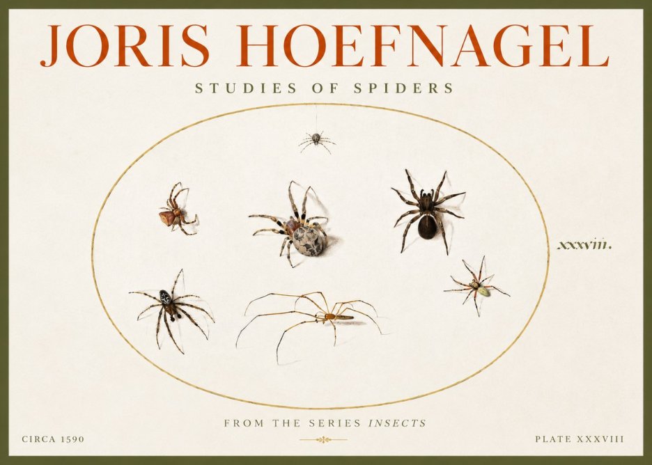 Joris Hoefnagel Studies of Spiders I No4 - Póster