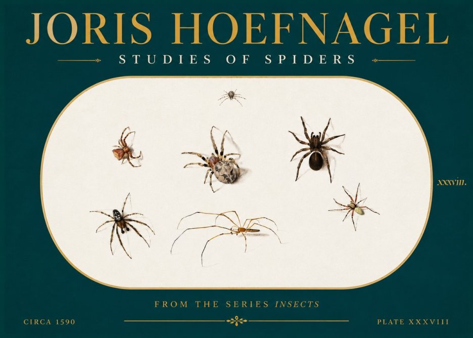 Joris Hoefnagel Studies of Spiders I No5 - Póster