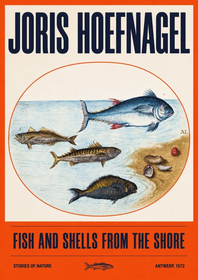 Joris Hoefnagel Fish and Shells from the Shore No2 - Póster