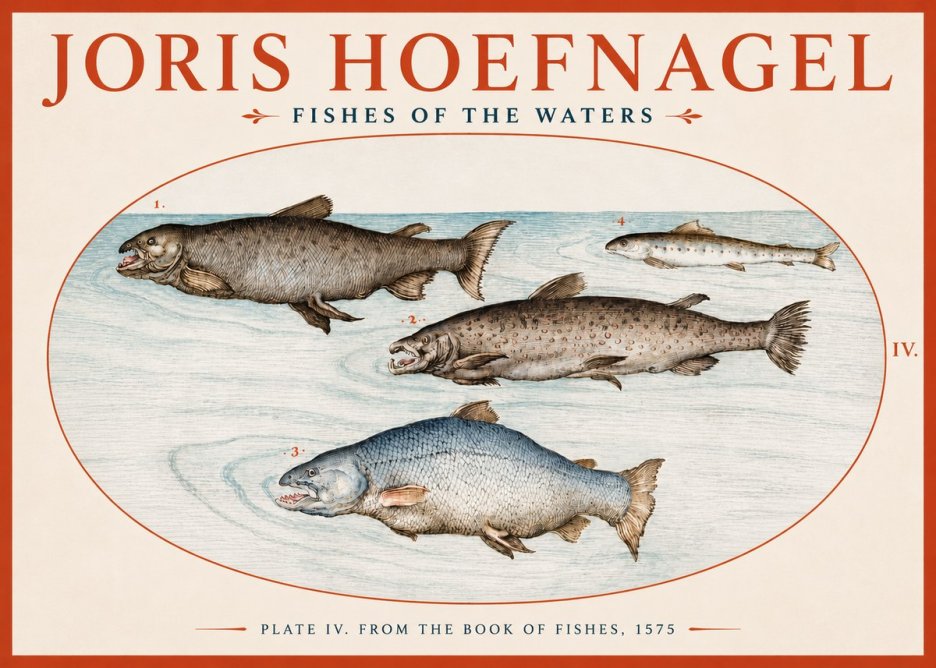 Joris Hoefnagel Fishes of the Waters I No4 - Póster
