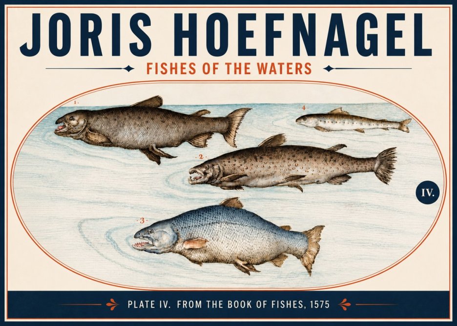 Joris Hoefnagel Fishes of the Waters I No6 - Póster