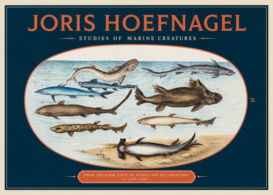 Joris Hoefnagel Studies of Marine Creatures No2 - Póster