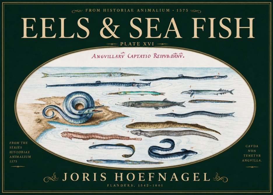 Joris Hoefnagel Eels and Sea Fish No6 - Póster