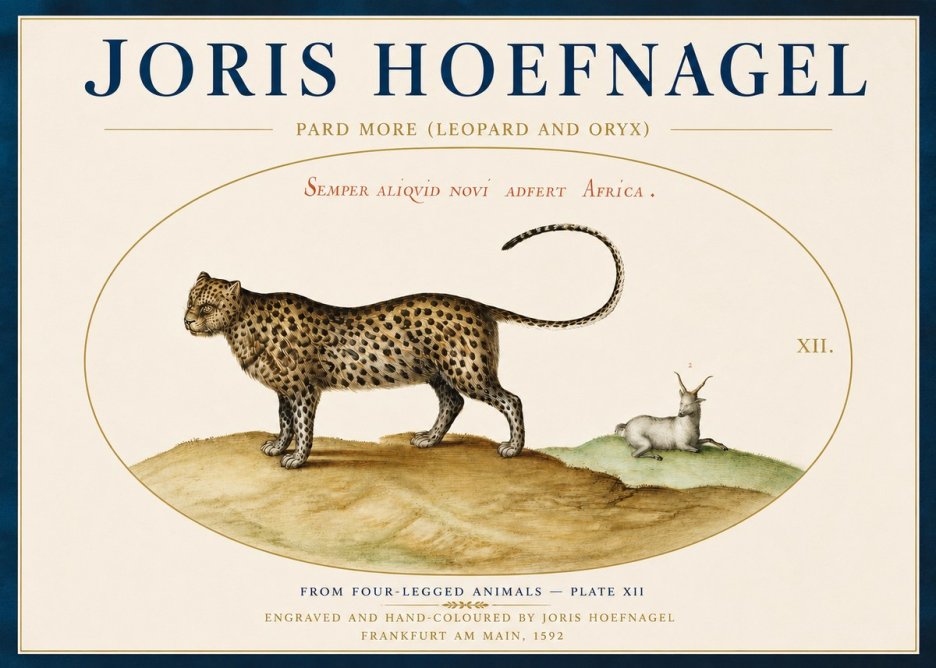 Joris Hoefnagel Pard More (Leopard and Oryx) No4 - Póster
