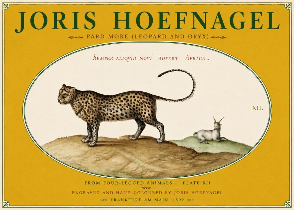 Joris Hoefnagel Pard More (Leopard and Oryx) No6 - Póster