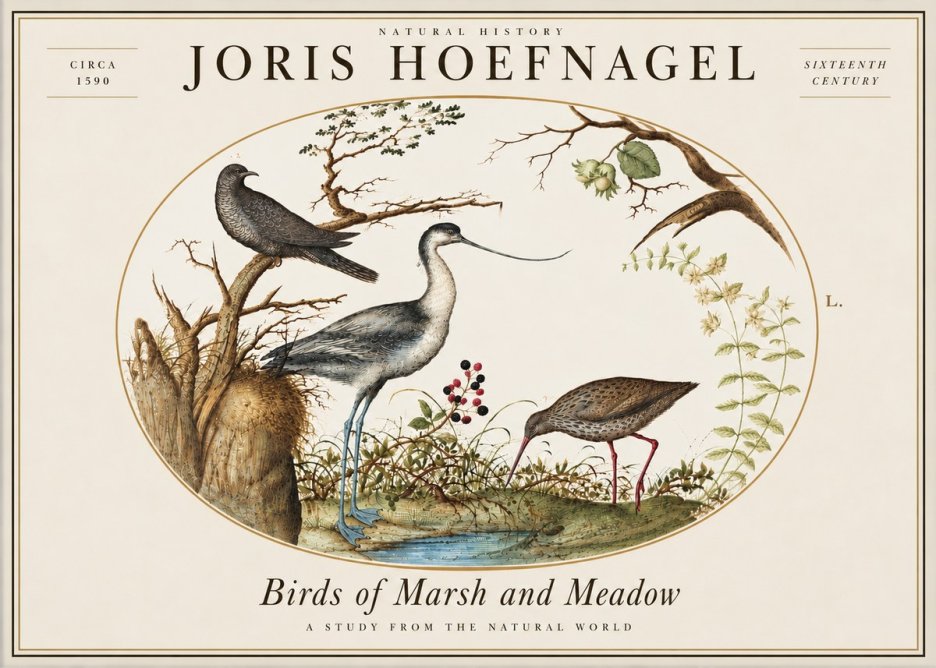 Joris Hoefnagel Birds of Marsh and Meadow No5 - Póster