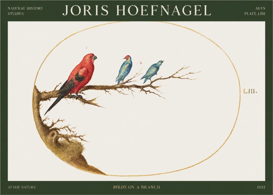Joris Hoefnagel Birds on a Branch No1 - Póster