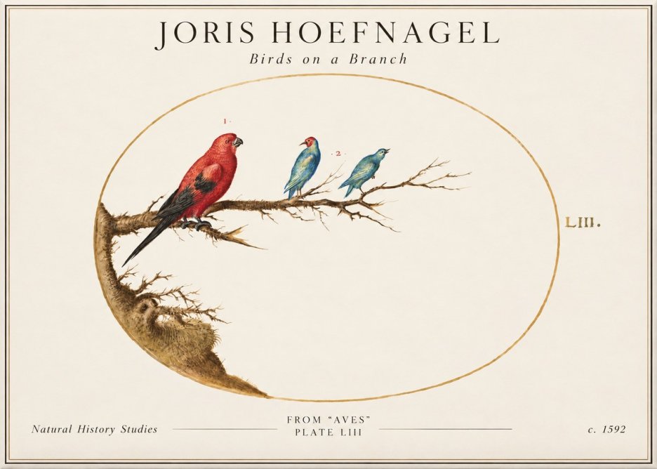 Joris Hoefnagel Birds on a Branch No2 - Póster