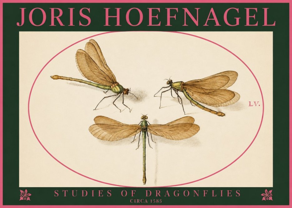Joris Hoefnagel Studies of Dragonflies No2 - Póster