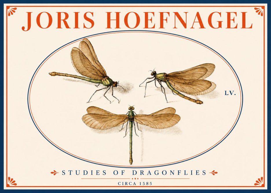 Joris Hoefnagel Studies of Dragonflies No5 - Póster