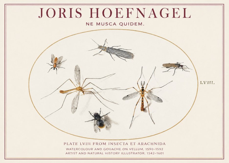 Joris Hoefnagel Plate Lviii from Insecta Et Arachnida No1 - Póster