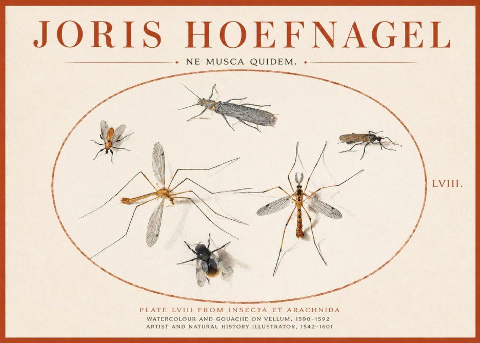 Joris Hoefnagel Plate Lviii from Insecta Et Arachnida No3 - Póster