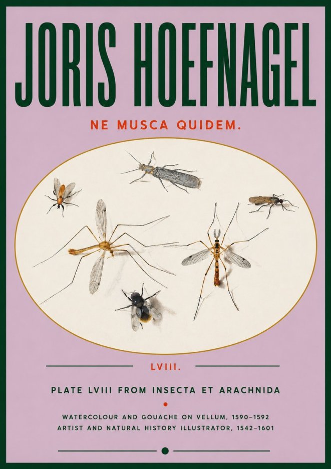 Joris Hoefnagel Plate Lviii from Insecta Et Arachnida No4 - Póster