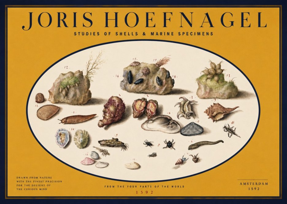 Joris Hoefnagel Studies of Shells & Marine Specimens No2 - Póster