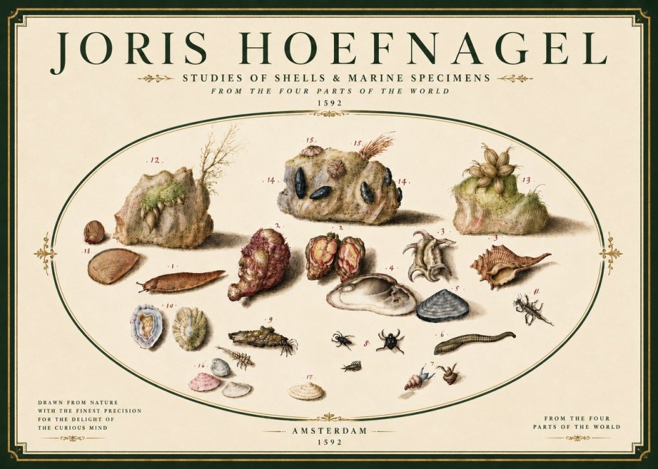 Joris Hoefnagel Studies of Shells & Marine Specimens No6 - Póster