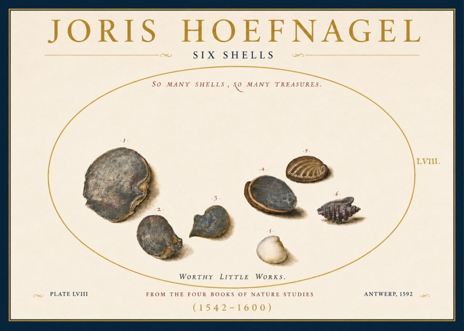 Joris Hoefnagel Six Shells No3 - Póster