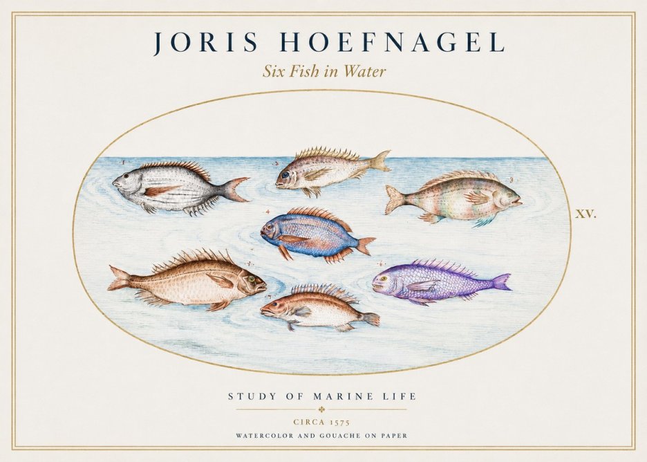 Joris Hoefnagel Six Fish in Water No1 - Póster