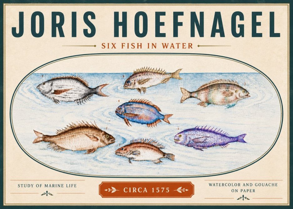Joris Hoefnagel Six Fish in Water No6 - Póster