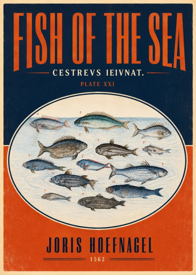 Joris Hoefnagel Fish of the Sea - Cestrevs Ieivnat. Plate Xxi No4 - Póster